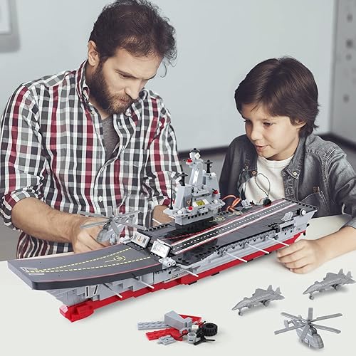 Miniatura 2 de Juego de bloques de construcción de juguete con caja de almacenamiento, 1131 piezas, acorazado del ejército, aviones, barco, juguete de construcción