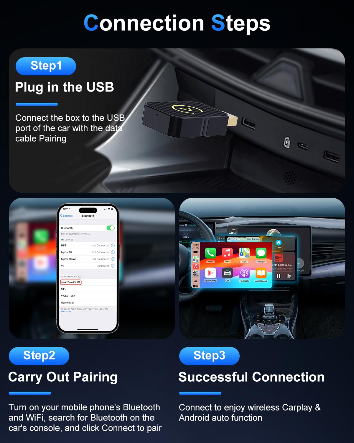 Wireless CarPlay & Android Auto Adapter - Kabellos Für Fahrzeuge Ab 2017