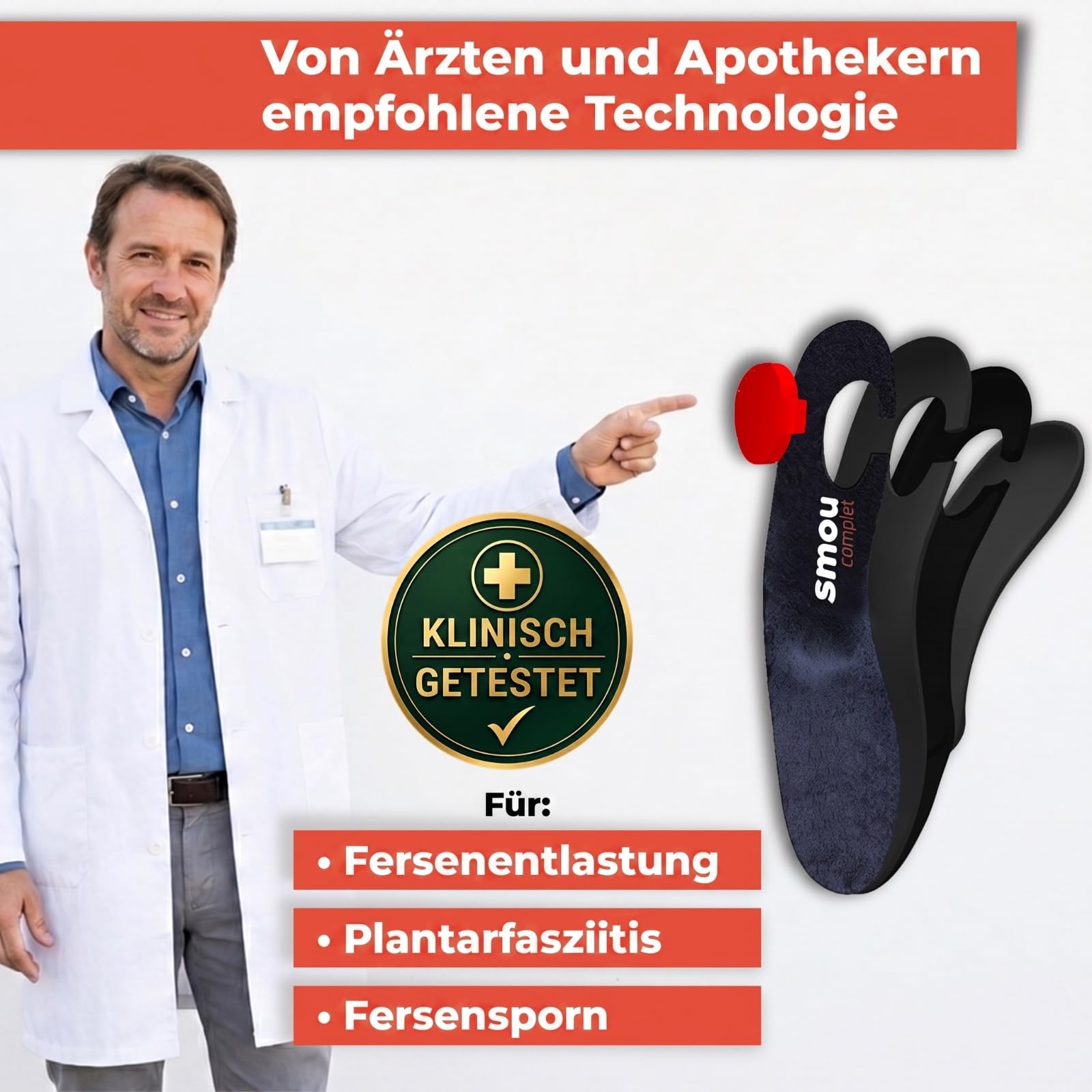 SMOU Orthopädische Einlegesohlen bei Fersensporn mit Metatarsalpelotte