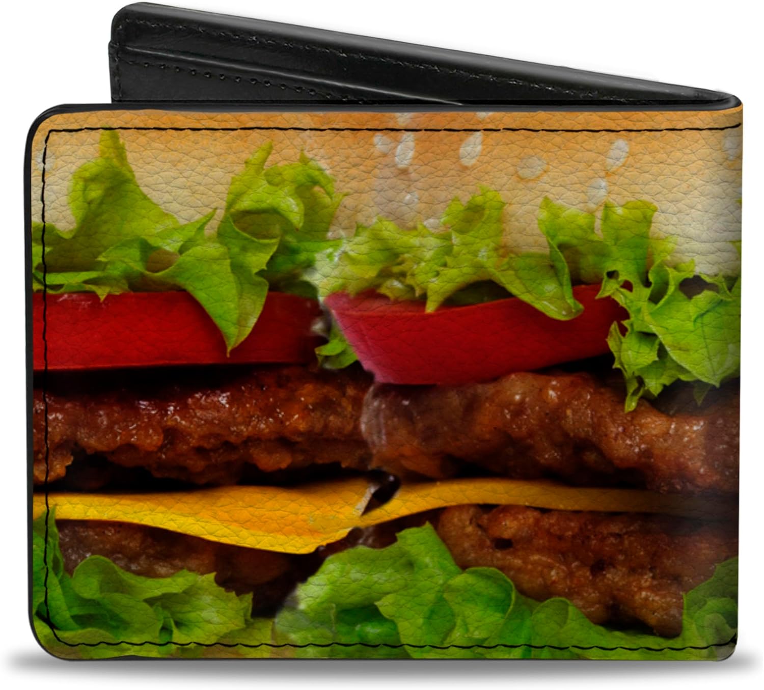 Buckle-Down Men's Standard PU Bifold Wallet-Vivid Cheeseburger, Multicolor, 4.0" x 3.5" - Image 2