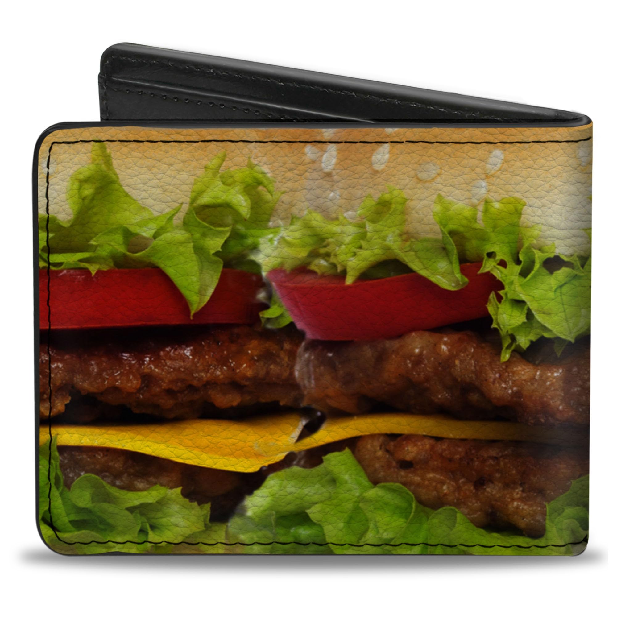 Buckle-Down Men's Standard PU Bifold Wallet-Vivid Cheeseburger, Multicolor, 4.0