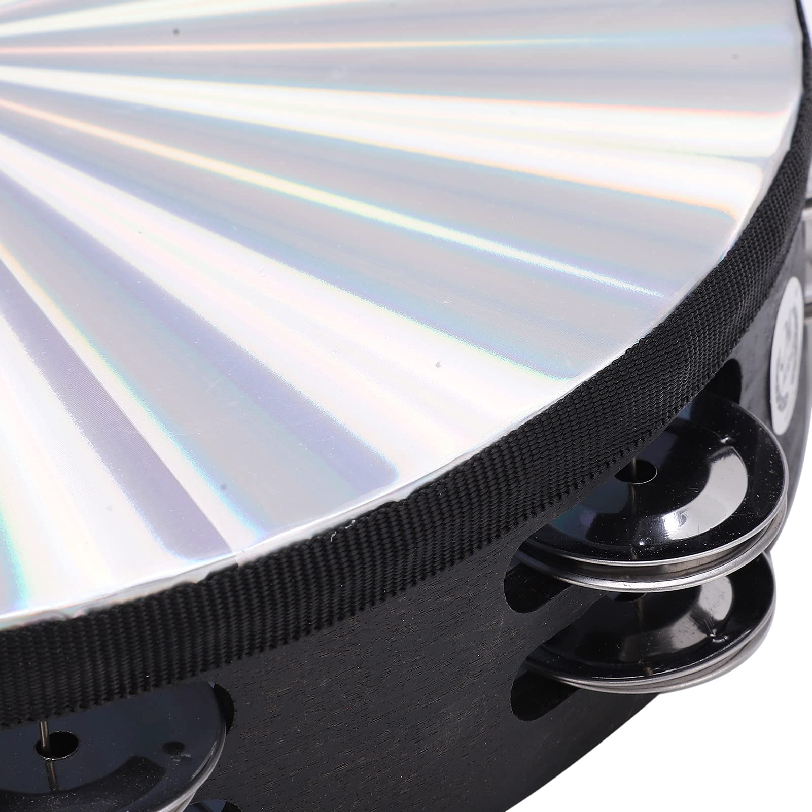 Handheld M, 10in Hand Held Drum Double Row Jingles ABS Reflective Metal Bell Percussion Tambourines Tambourine with Rows for KTV and Party