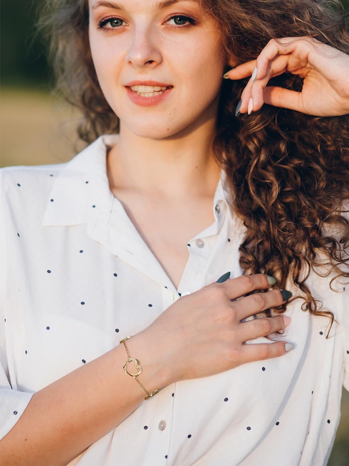 CYW Moissanite Double Hearts Chain Bracelet for Women, Real Authentic 925 Sterling Silver, 6.3"/7.1" Adjustable, Birthday Anniversary Valentines Christmas Ideal Gift for Her - Image 2