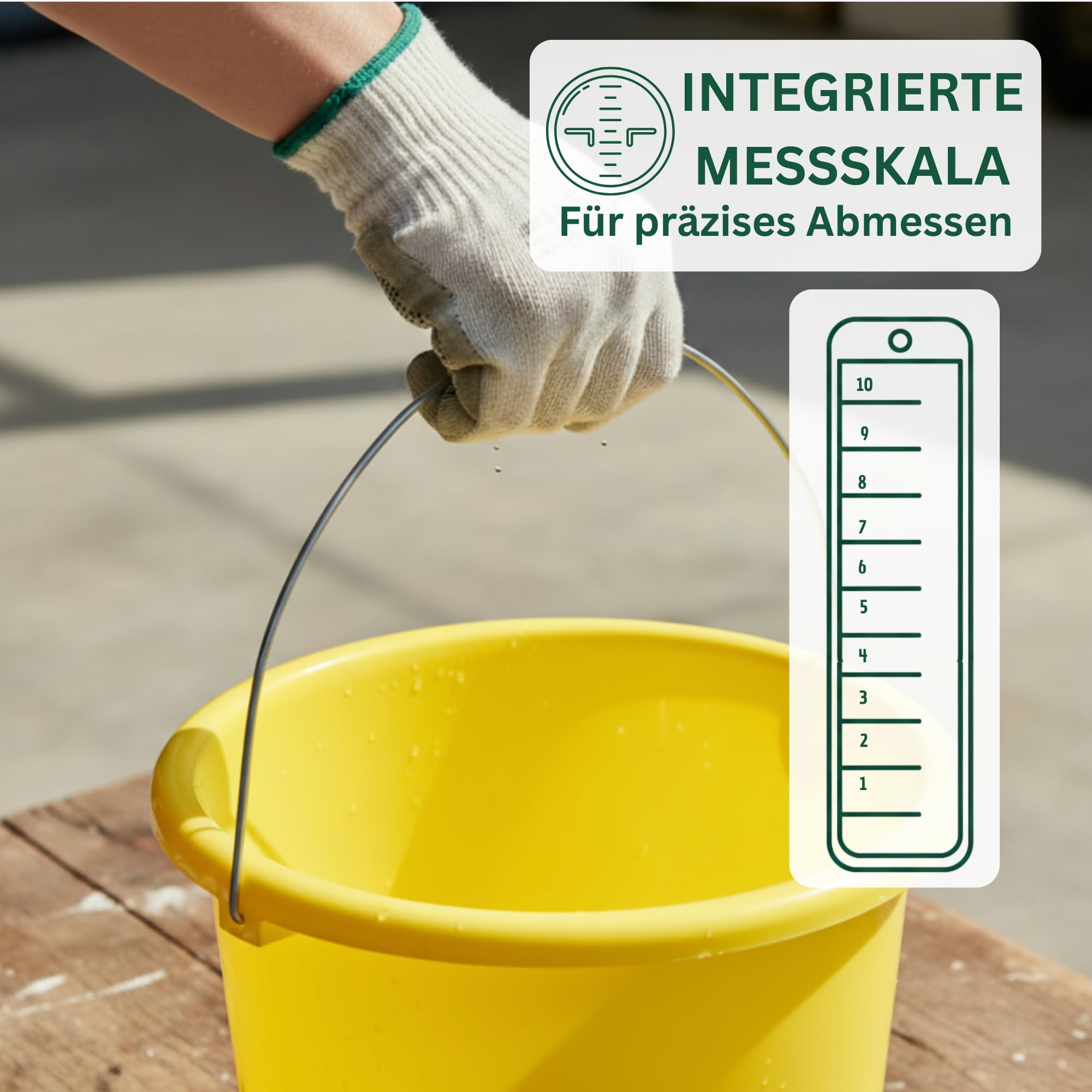 Novaliv 20 sztuk wiaderek 10 l, żółte, z podziałką na wymiar – wiadro do czyszczenia 10 litrów ? 28,5 cm, praktyczne, uniwersalne ze skalą, do gospodarstwa domowego i ogrodu, idealne jako wiadro