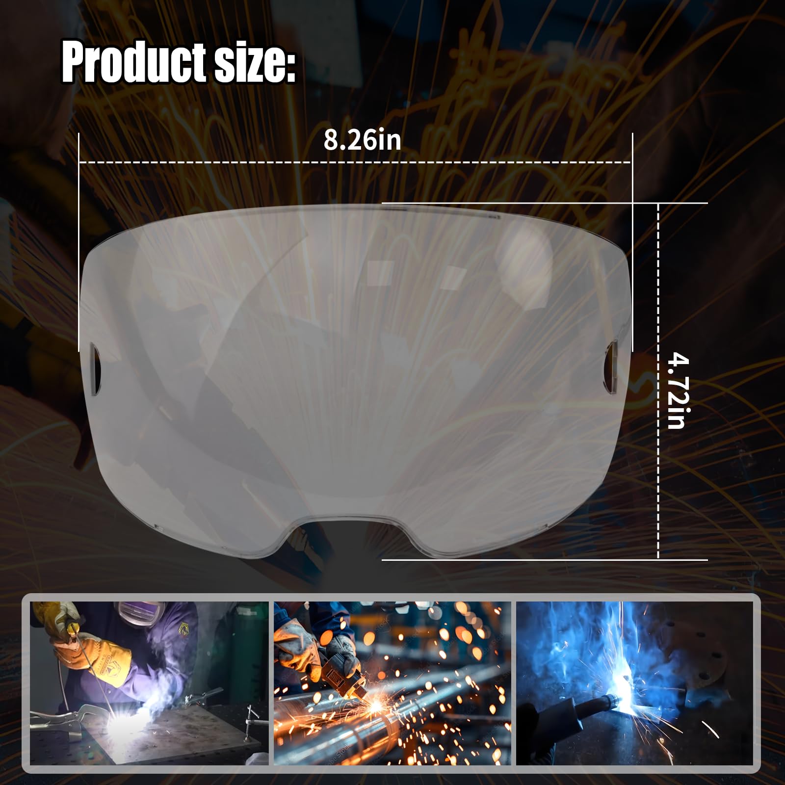 Paquete de 10 lentes de cubierta transparente para casco de soldadura Sentinel A50 0700000802 | Lente de protección exterior transparente para soldadura Sentinel A50, 10 cm x 6 cm