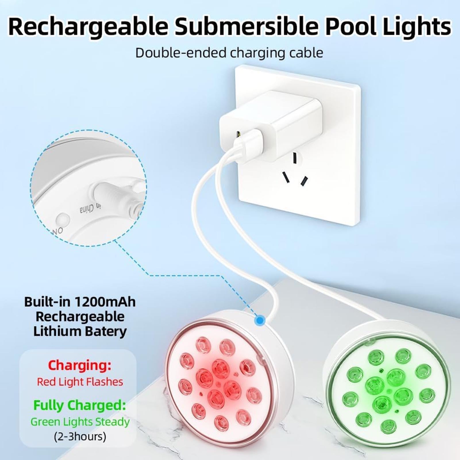 Confezione Da 2 Luci Per Piscina, Luci LED Sommergibili Ricaricabili Con Telecomando, Impermeabili IP68, 16 Colori Variabili, Funzione Timer, Luce Subacquea Per Piscina, Vasca Idromassaggio(4 Pack)