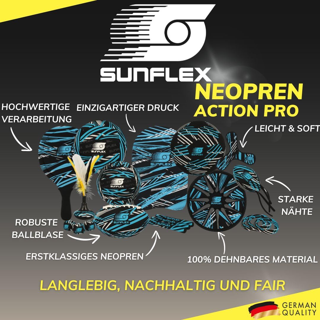 Sunflex® Pallone da calcio in neoprene, taglia 3, giallo, per giocare a piedi nudi, morbido e robusto per spiaggia, prato e acqua | dribbling & rotolamento e tiro | per ogni età