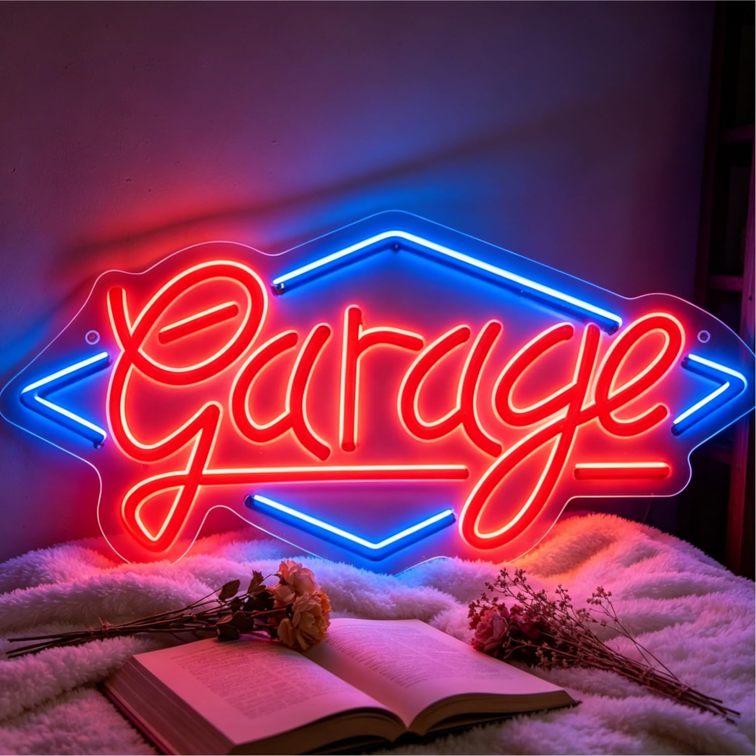 Garage Neon Sign Wrench Neon Signs LED Neon Light Signs for Wall Decor LED Dimmable Light Up Signs USB Powered for Bedrooms Man Cave Car Store Workshop Room Birthday 16”x7.9”