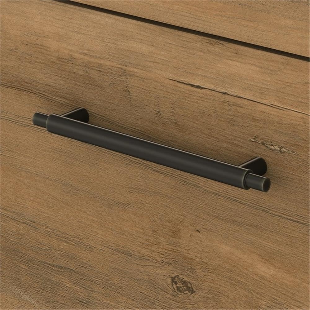 Pemberly Row 54W Desk Set with File Cabinet and 5 Shelf Bookcase, Pine Finish, Engineered Wood, Farmhouse Style Office Furniture for Home Workspace, Durable 3-Piece Bundle, Adjustable Storage