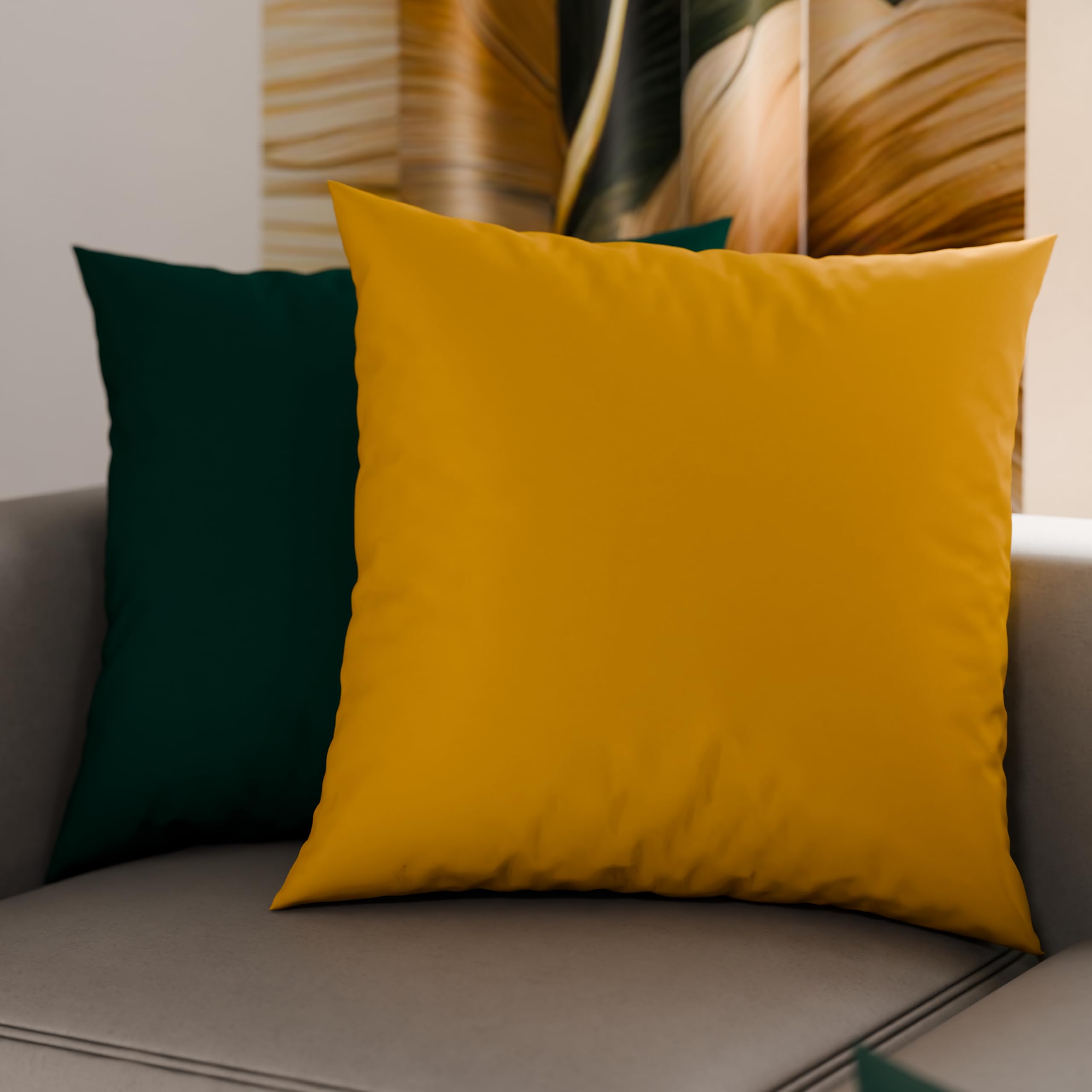 PETTI Artigiani Italiani - Pair of Pillowcases 40x40 cm in Microfiber, Bedroom Cushions, Sofa, Set of 2 Cushion Covers, Double Face Pillowcase Emerald Green Yellow Ochre — image 1