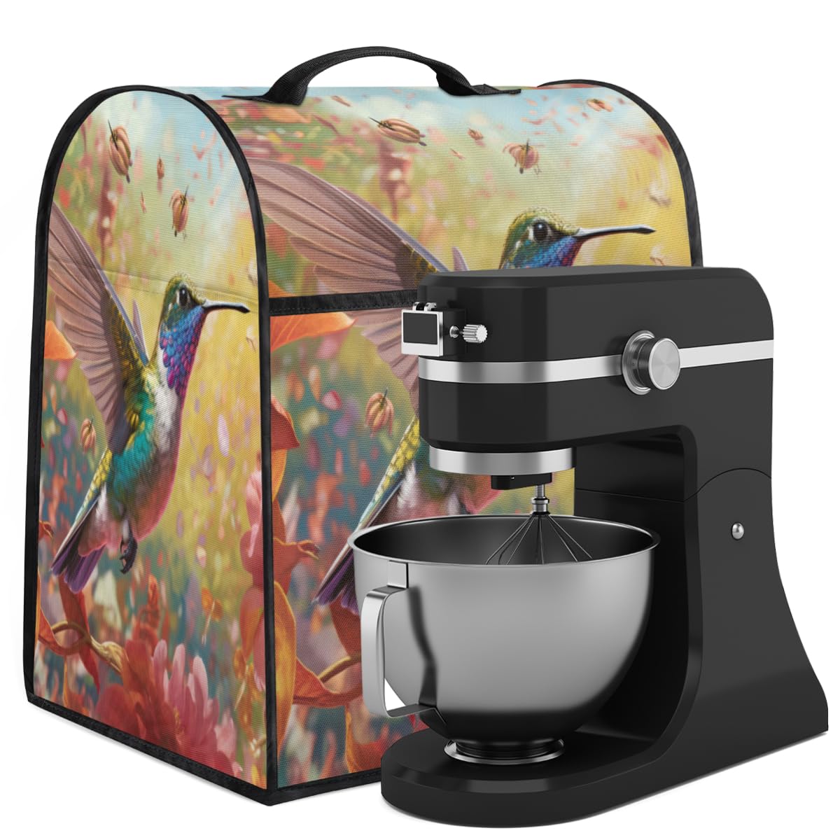 Coffee Maker Cover Flower Hummingbird Kitchen Appliance Covers Small Appliance Covers Blender Cover Juicer Cover Dust Covers for Kitchen Appliances with Top Handle and Pockets,Washable,C972