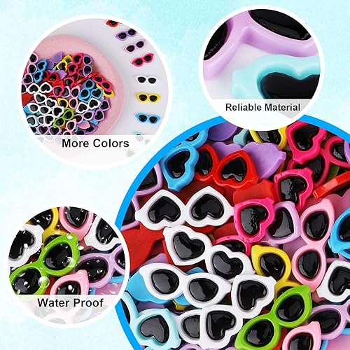 Miniatura 4 de LUTER 100 mini lentes de sol para manualidades, mini lentes de sol de resina coloridos, dijes de tamaño pequeño, con parte trasera plana, para