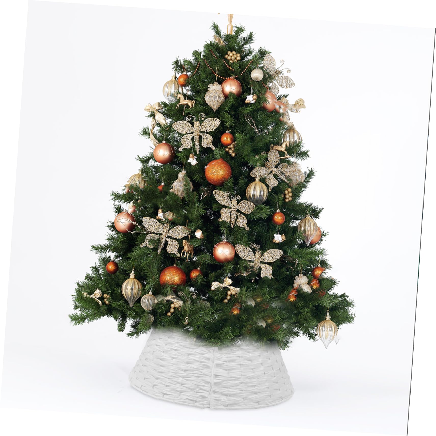 Gonna Per Albero Di Natale In Plastica Intrecciata - Collare Decorativo, Misura 60x40x17 Cm, Colore Bianco