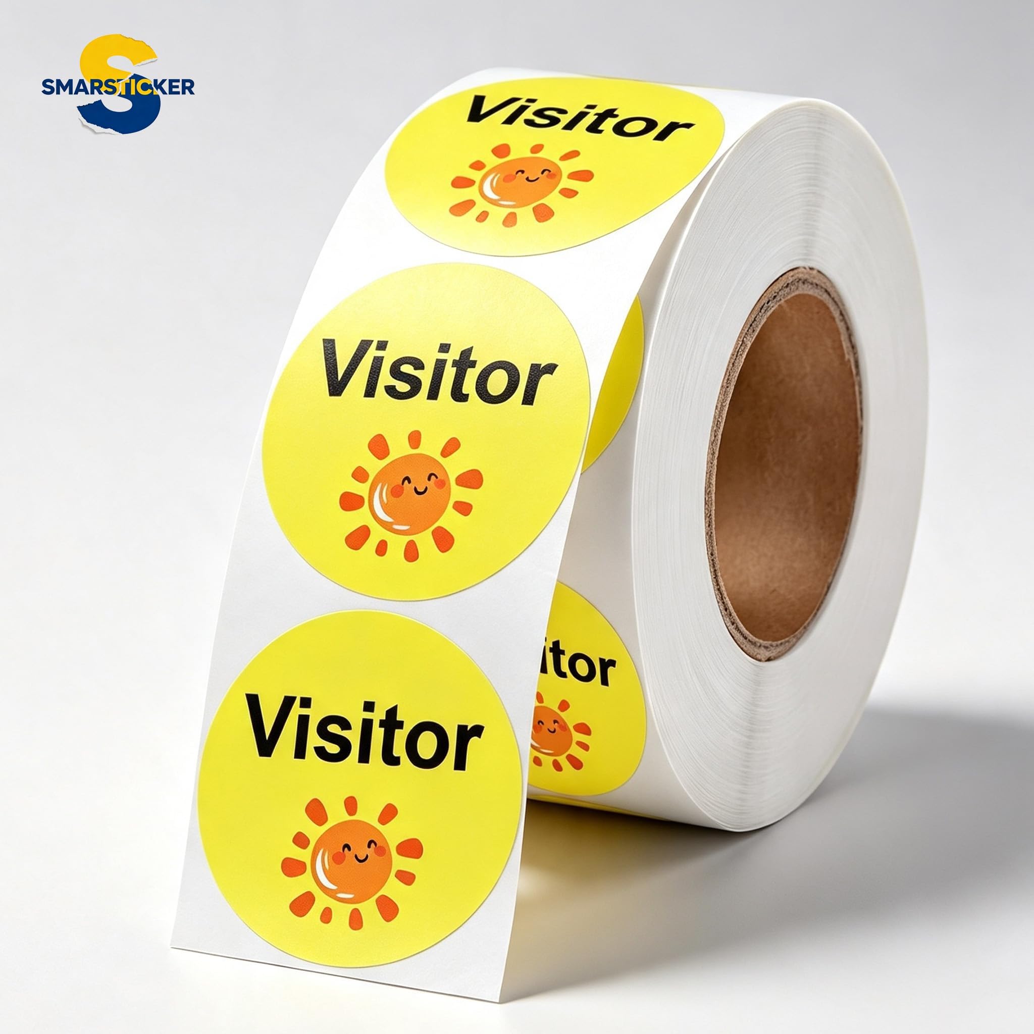 1.5 inch Visitor Pass Stickers 500 pcs Happy Face Visitor Labels