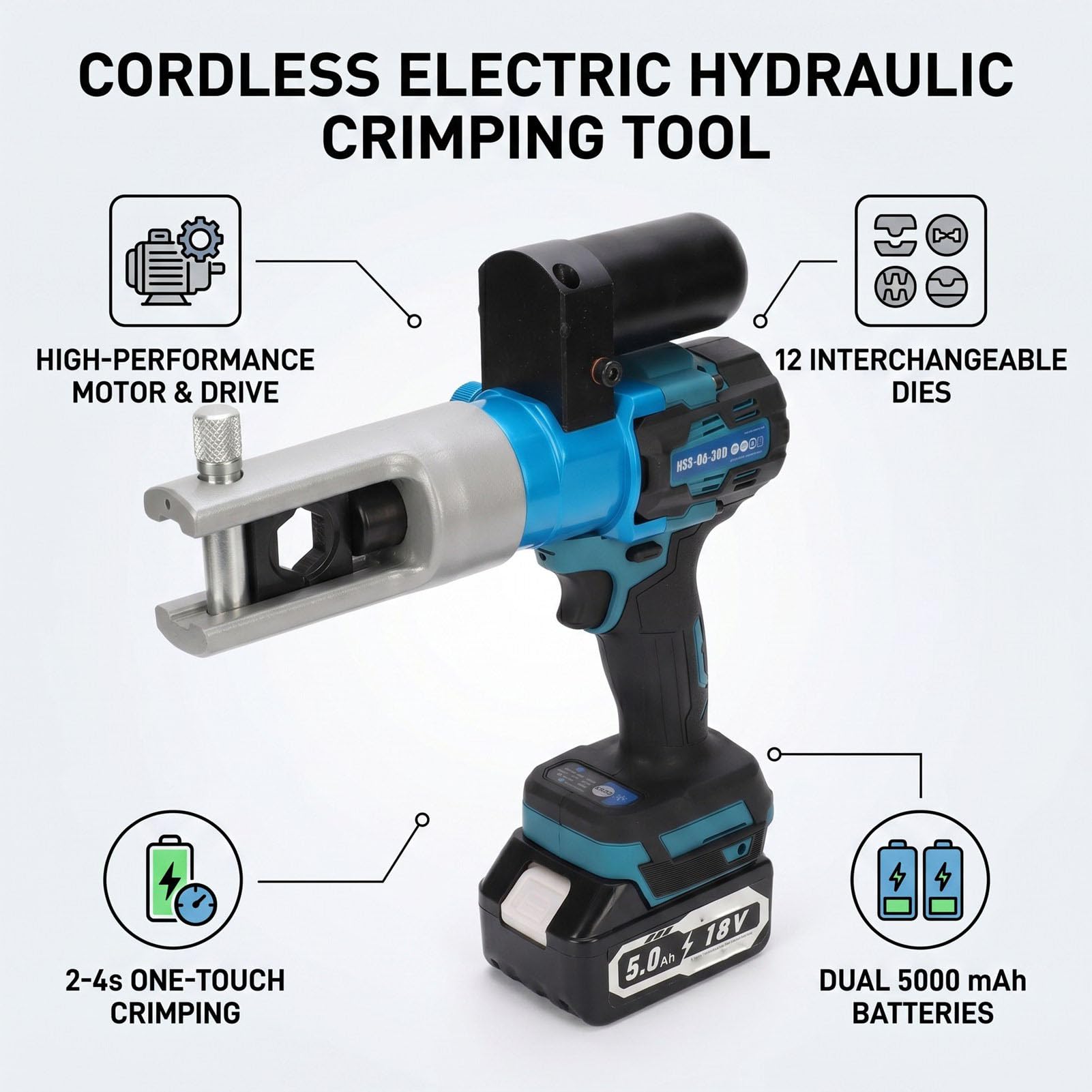 Sxhlseller Pince à Sertir Hydraulique électrique 90KN, Alimentée par