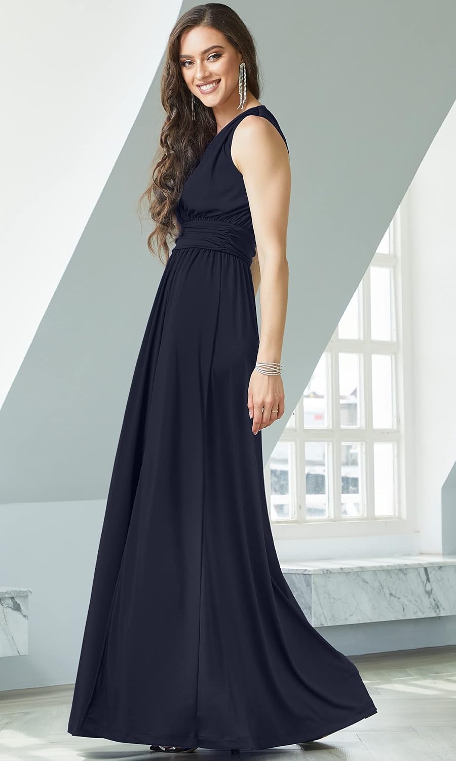 KOH KOH Womens 2026 Long Sleeveless Bridesmaid Cocktail Evening Maxi Dress - Image 3