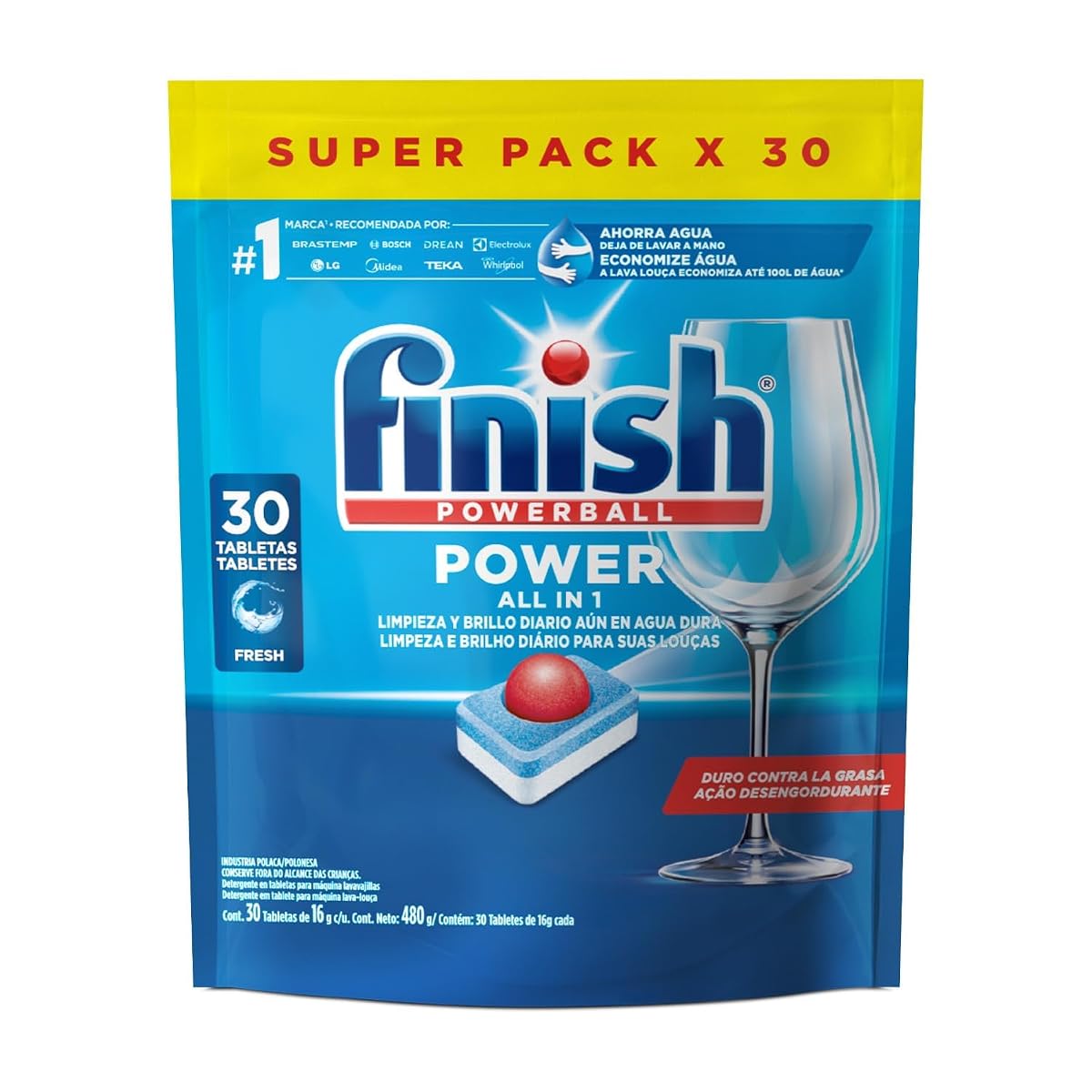 Finish Powerball Detergente para Lava Louças em Tabletes 30 unidades