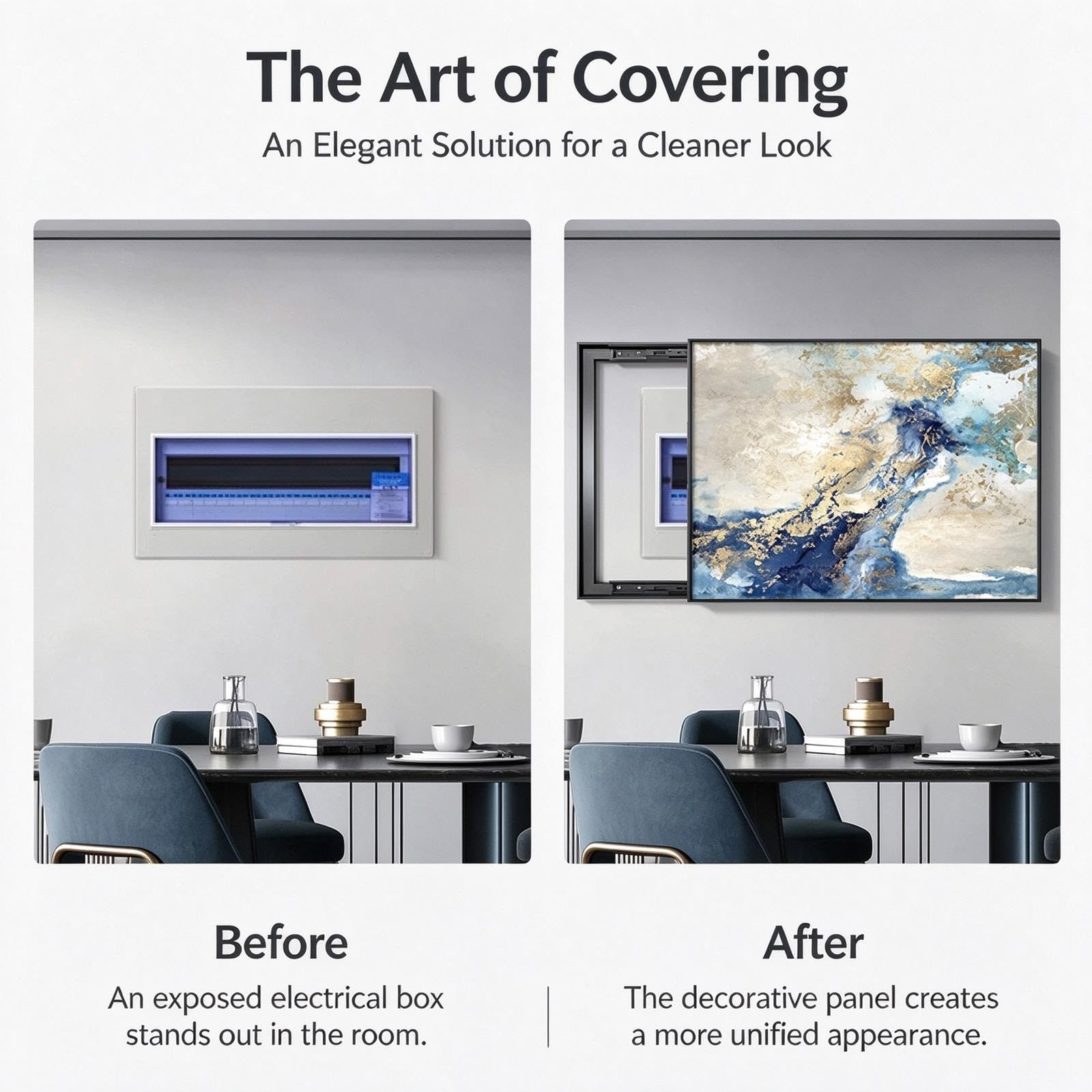 Copertura Decorativa Quadro Elettrico,Supporto Parete Cristallo Trasparente