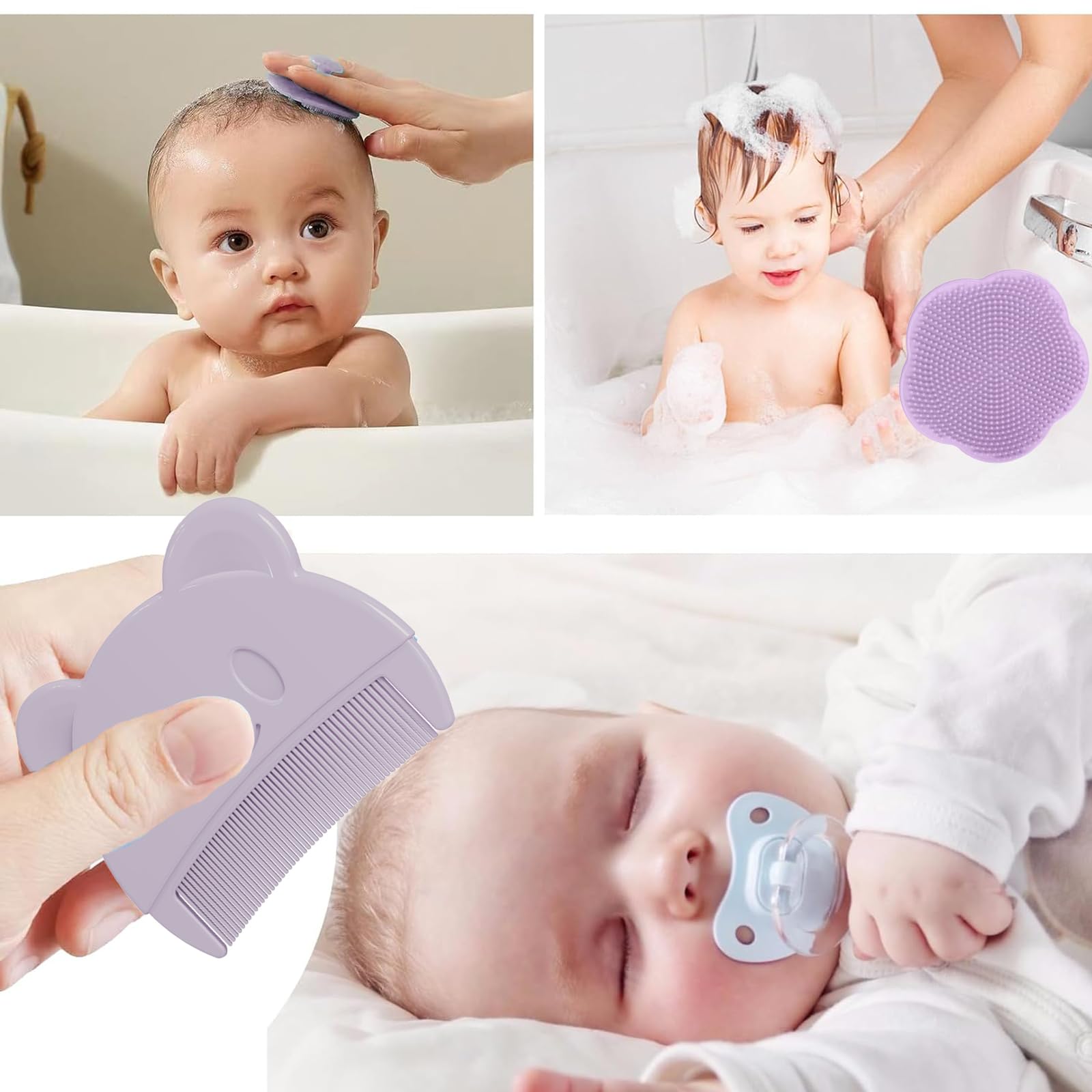3 Pezzi Pettine Neonato Pettine Crosta Lattea Spazzola e Pettine Neonato Pazzola per Bambini In Silicone Strumenti da Bagno Strumenti per Pettinare i Capelli per Neonati e Bambini Piccoli Vola Rosa