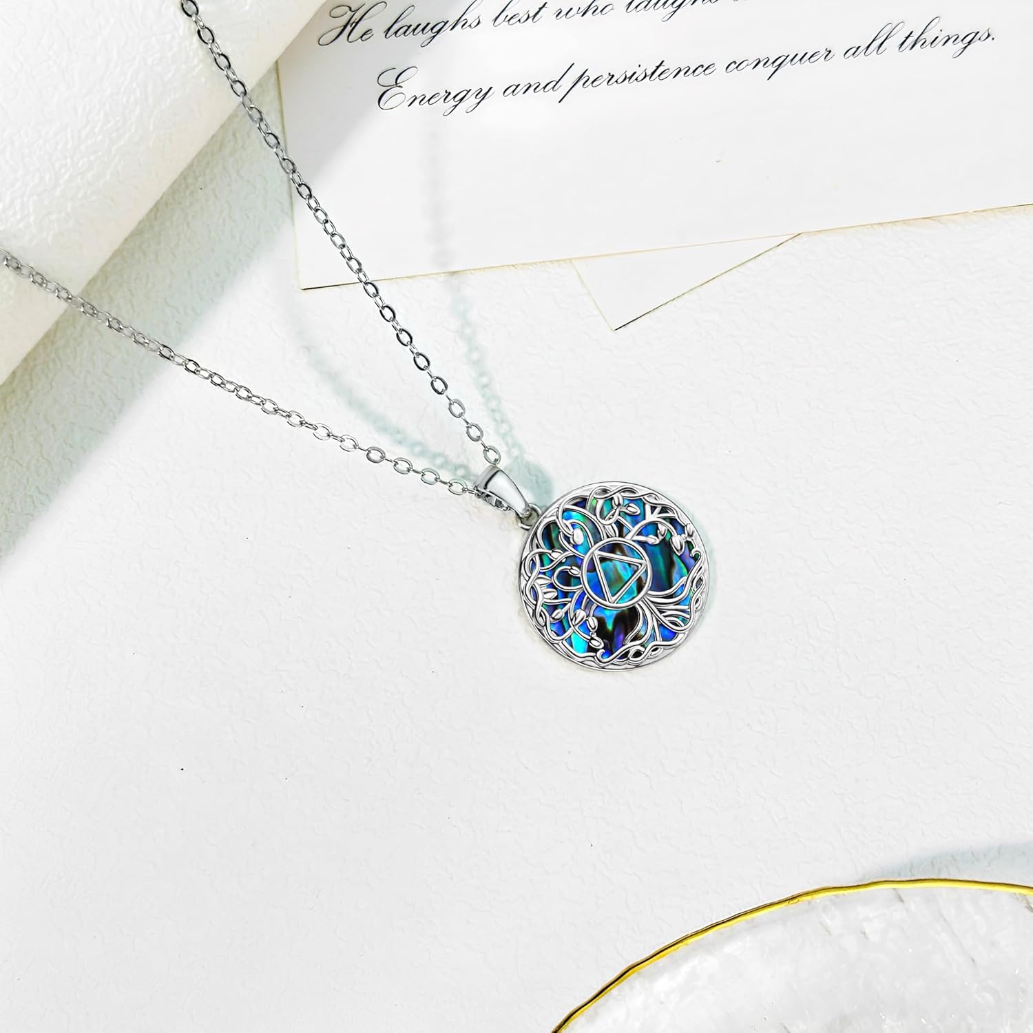 Sobriety Crystal/Abalone Shell/Star of David/Cross Tree of Life/Lotus/Compass Celtic Necklace Jewelry Gifts for Women