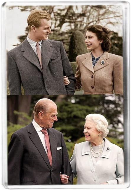 Queen Elizabeth II and Prince Philip - Royal Collectable - Fridge Magnet - Keepsake Commemorative Gift, 78mm x 52mm