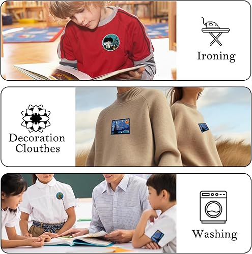 Miniatura 5 de 5 parches para planchar con patrón de pintura famosa para mochilas, parches bordados artísticos de alta gama, apliques de bricolaje para chaquetas,