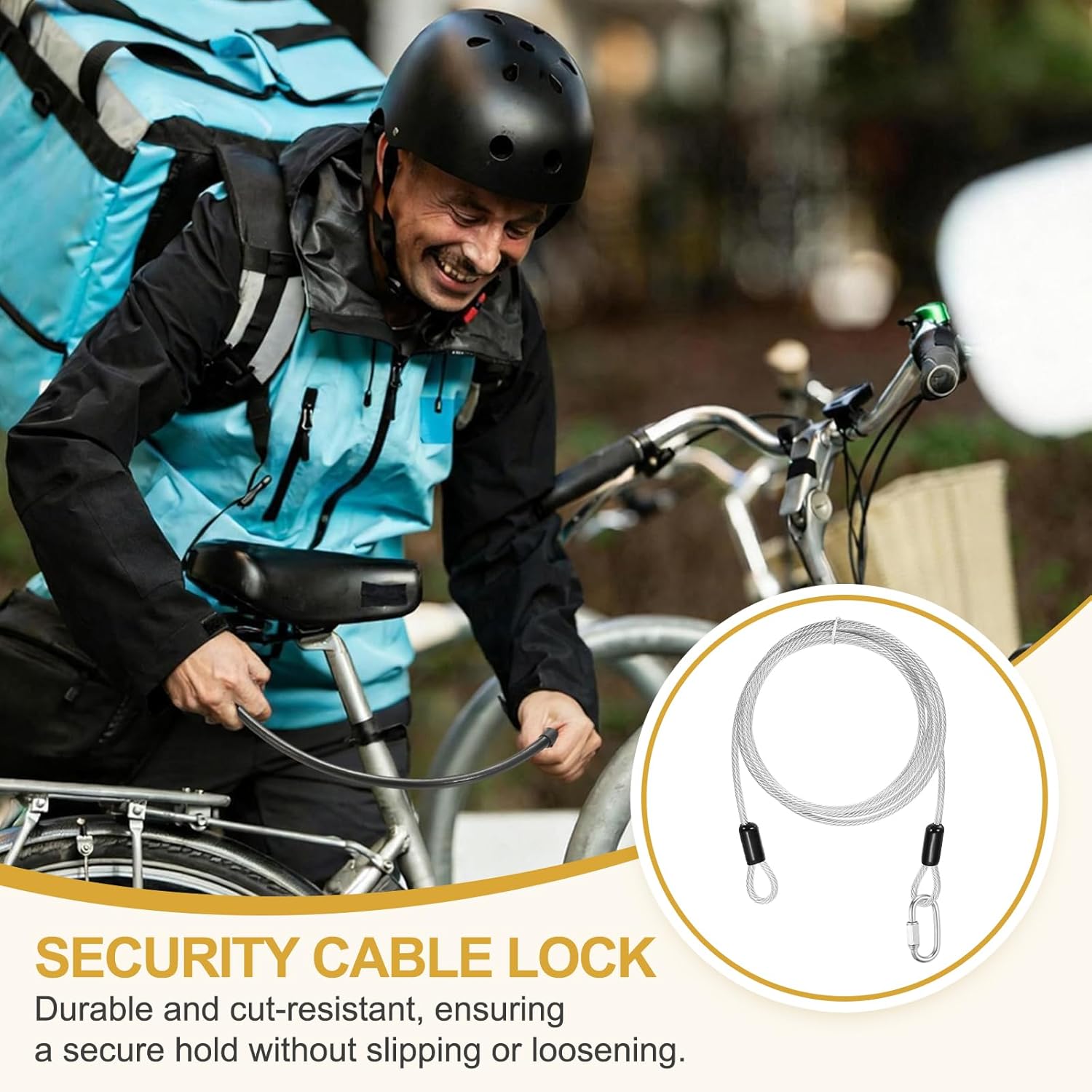 PATIKIL Security Cable Lock (3/16" Dia 6.6ft, Clear)(2 Set) Vinyl Coated 304 Stainless Steel Double Loop Flexible Wire Rope Safety Cable with Quick Links Locking Connectors