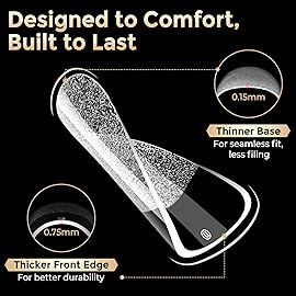 Nail Tips Square: 504PCS Tri-Layer Core Short Square Gel Nail Tips, 12 Sizes Soft Clear Nails Full Cover Acrylic False Fake Nails for Women Flat & Natural Nail Extensions Home