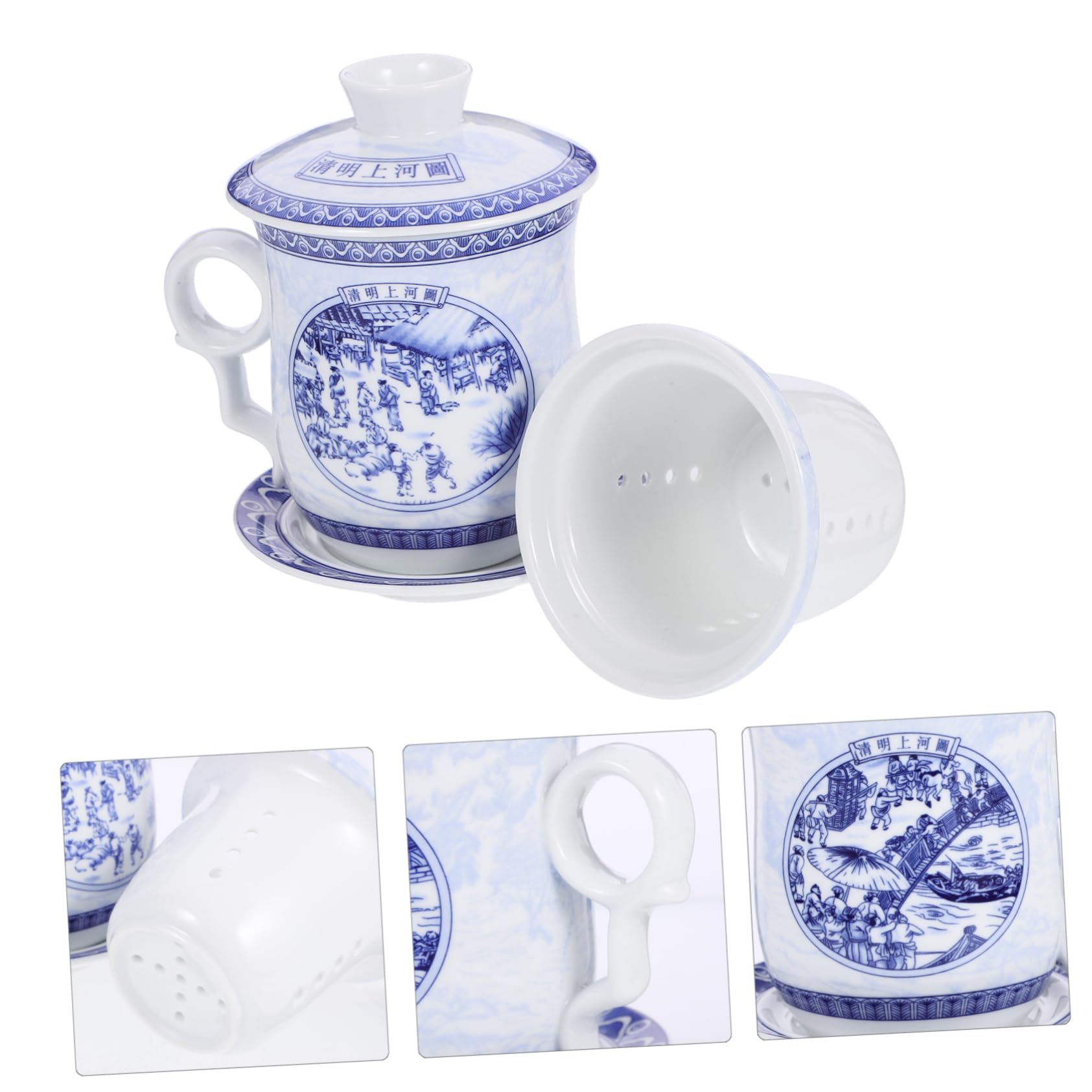 PRETYZOOM Traditionelle Teetasse 1 Satz aus Keramik mit Deckel und Sieb