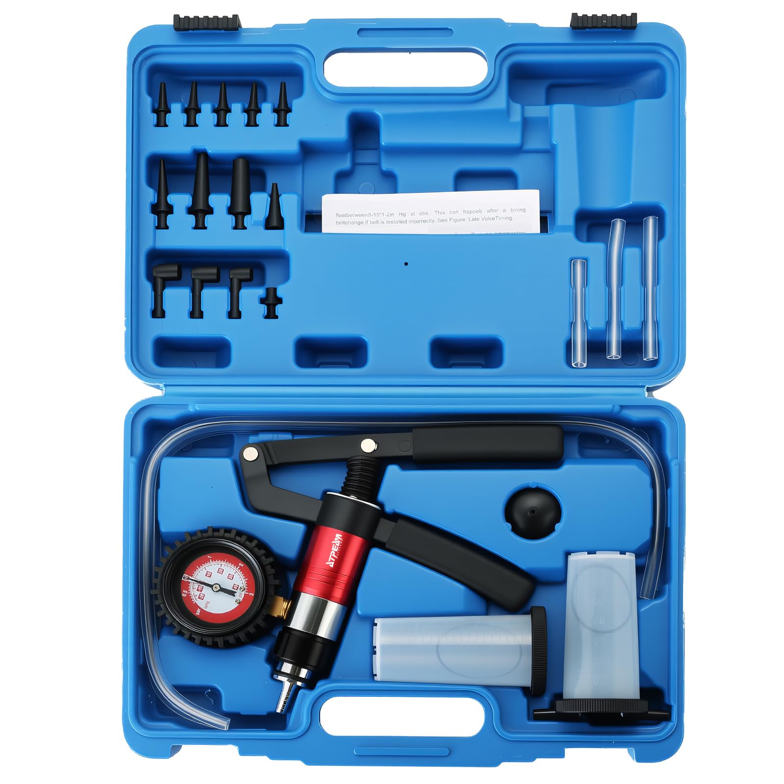 ATPEAM Purgador de Frenos y Bomba de Vacío Multifuncional con Vacuómetro, Kit Completo para Sangrado de Frenos, Diagnóstico de Vehículos y Mantenimiento Automotriz