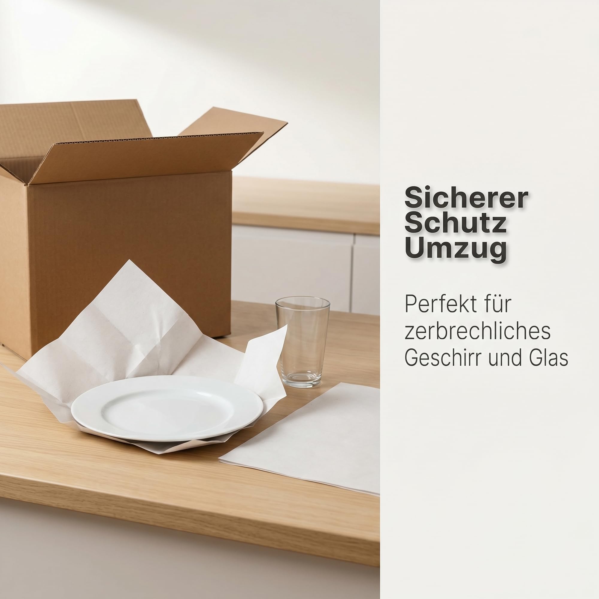 CHUENHEI 500 Stück Packpapier Umzug, 42x29.7cm Verpackungspapier Seidenpapier Verpackungsmaterial, Weiß Umzugspapier für Geschirr Empfindliche Gegenstände Porzellan Glasverpackung