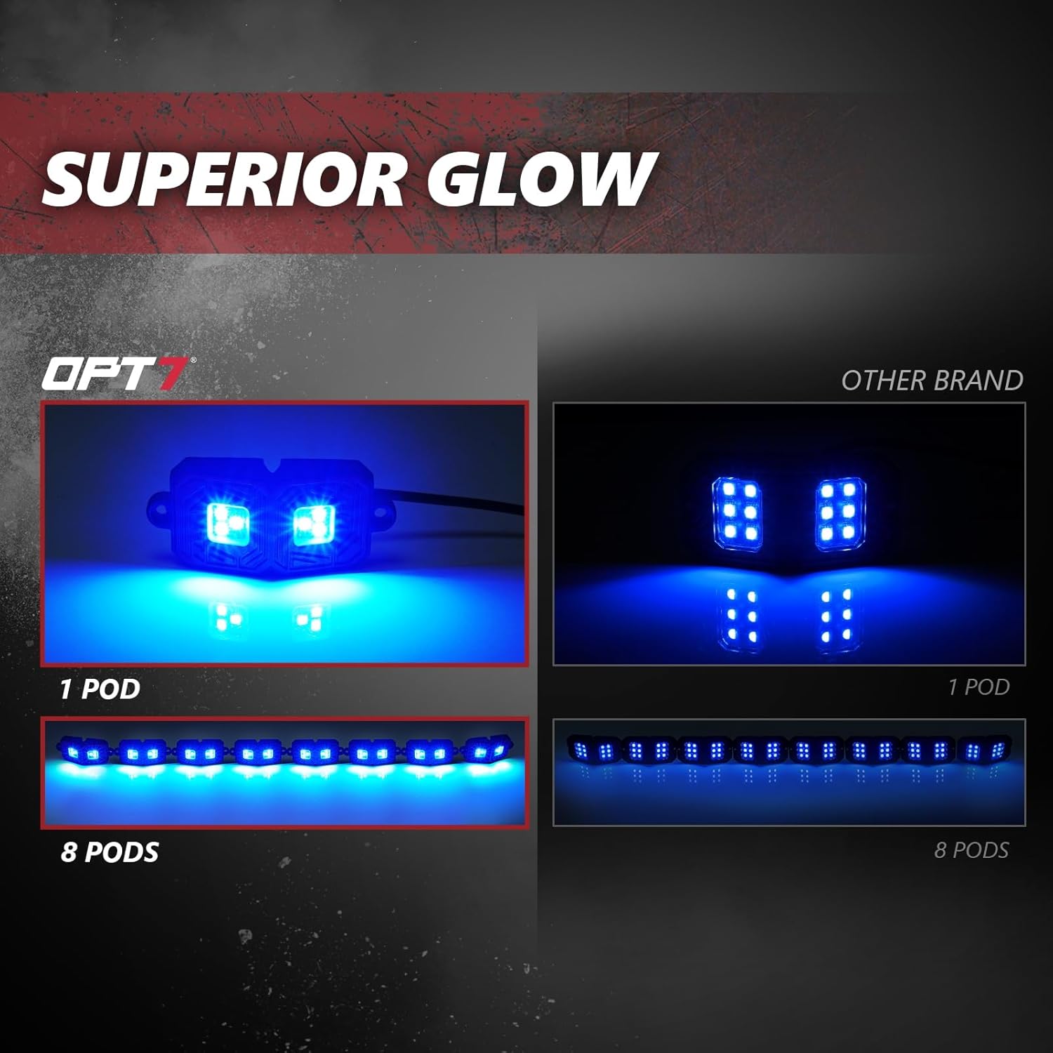 OPT7 Photon RGB LED Magnetic Rock Lights w/Bluetooth APP & Remote - 8 Pods Aluminum Frame Wide Angle Underglow Kit, IP68 Waterproof for Offroad Jeep SUV ATV UTV - Truck Decorations, Mothers Day Gifts