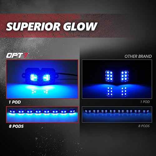 Miniatura 4 de OPT7 Photon RGB LED luces de roca con control remoto, 8 vainas gran angular, kit de iluminación subterránea de neón multicolor con cable de