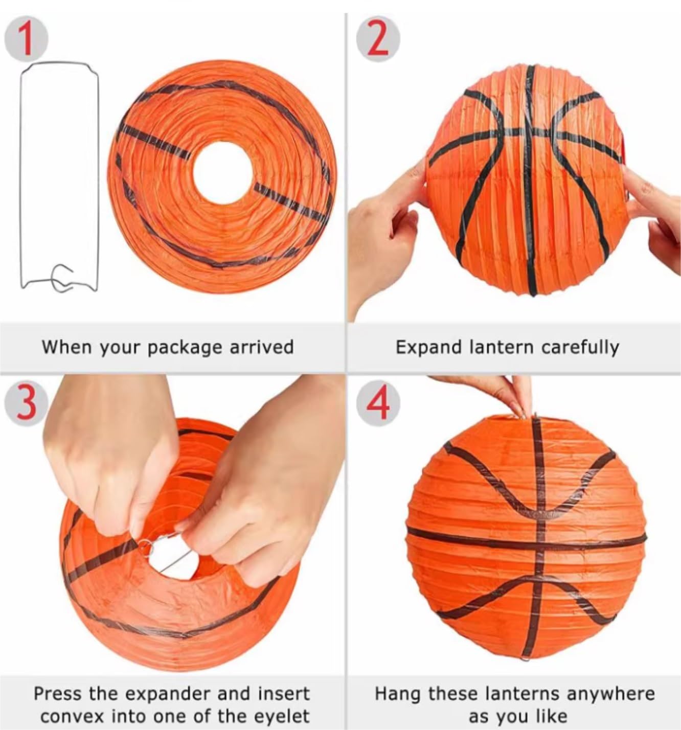 Papierowe Lampiony Zestaw 12 Papierowych Lampionów Do Koszykówki Na Urodziny W Stylu Sportów Stołowych Dekoracje Imprezę(25cm)