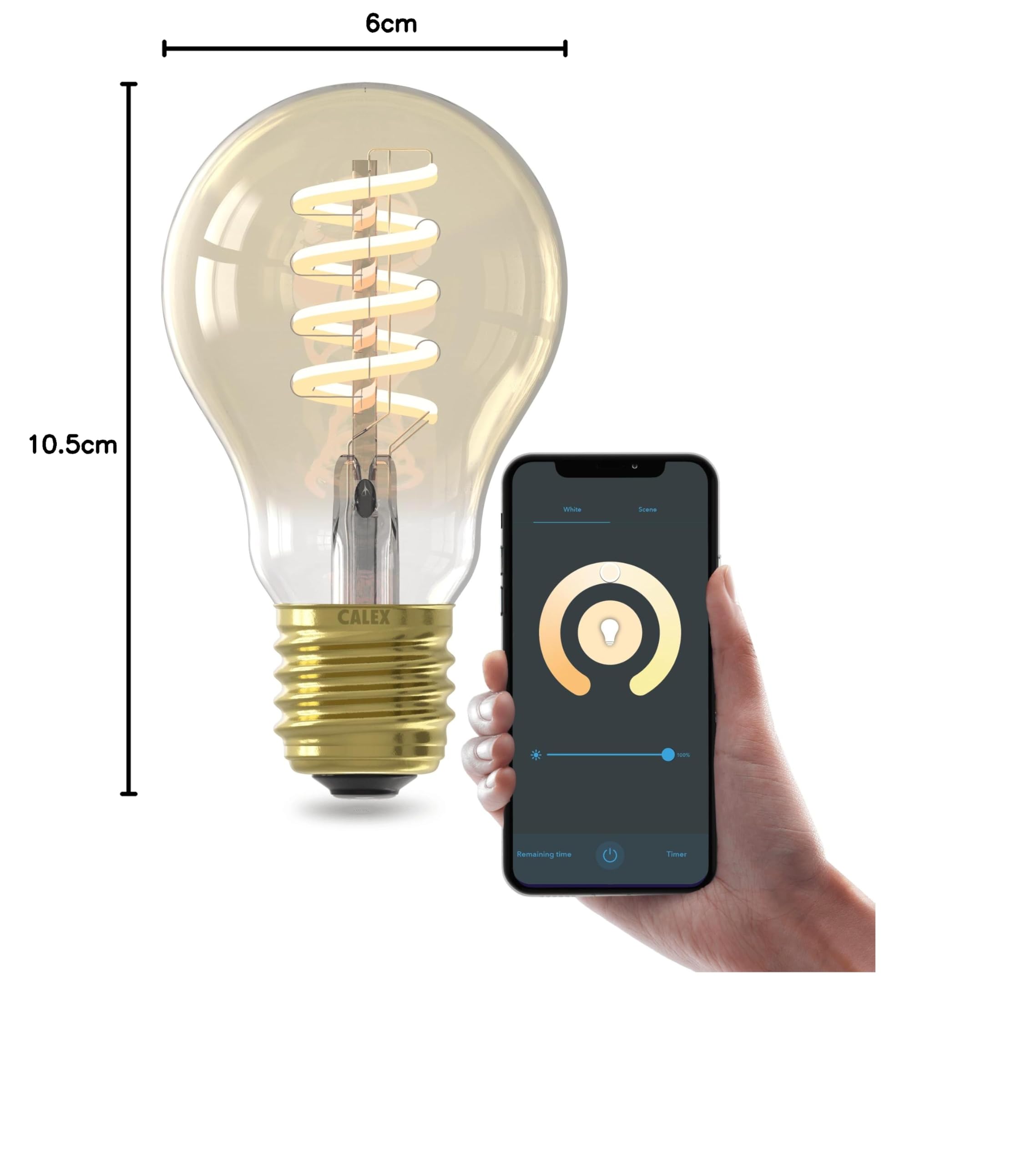 CALEX Lampadina LED Smart, E27, A60, Filamento Oro, luce calda, Dimmerabile, controllo app Wi-Fi & vocale, Confezione da 3