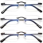 HIYANJN Frameless Reading Glasses Blue Light Blocking Rimless Computer Reader For men Lightweight Eyeglasses（3-pack)