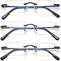 Vista 1 de HIYANJN Frameless Reading Glasses Blue Light Blocking Rimless Computer Reader For men Lightweight Eyeglasses(3-Pack,1.25)