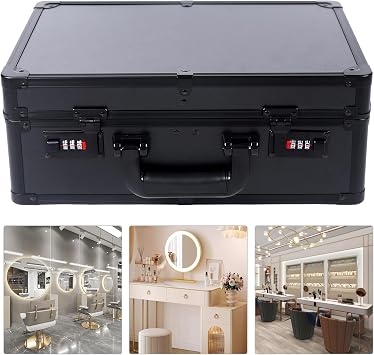 Barber Carrying Case, Hairdressing Toolbox Large Makeup Case, Portable Mobile Barber Station, Hairdresser Equipment Tool, Hair Stylist Case Suitcase Storage Box, with Code Lock, for Haird