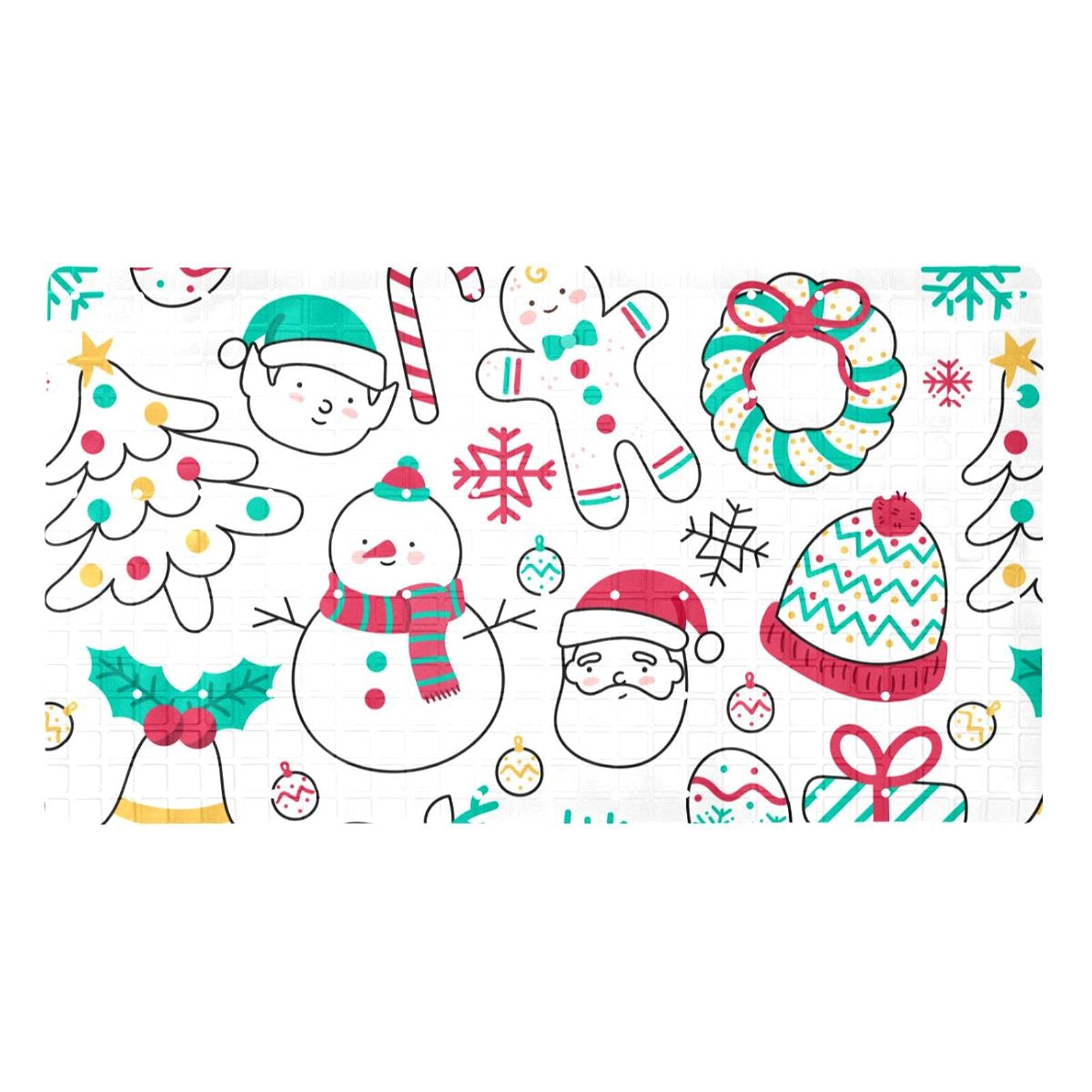 Alfombrilla de baño antideslizante Navidad infantil con ventosas para ducha de 71x40cm