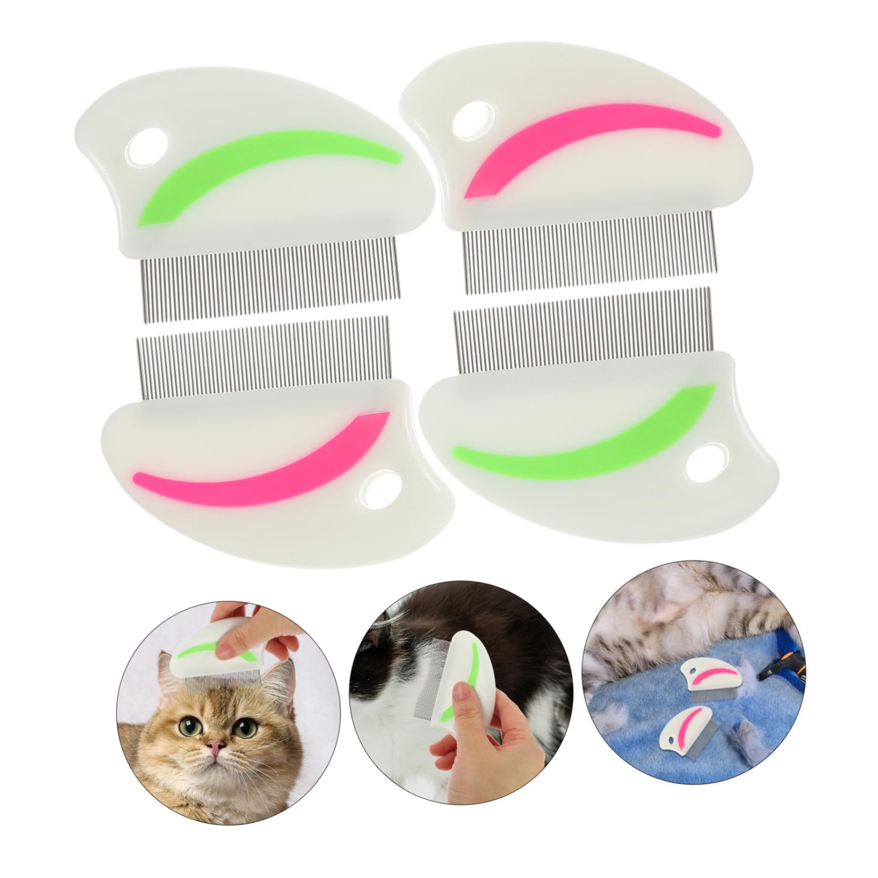 minkissy 12stücke Edelstahl Flohkamm Für Hunde Katzen Effektive Reinigungsbürste Zur Entfernung Von Schmutz Ergonomischer Griff Rot Grün Leicht Tragbar