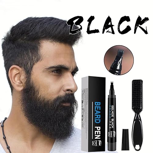 Miniatura 2 de Kit de relleno de barba impermeable para hombres, lápiz, bolígrafo, marcador de oscurecimiento con acabado natural para barba, bigote y cejas,