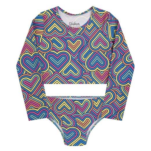Biquíni Infantil Juvenil Manga Longa Com Proteção UV Cropped