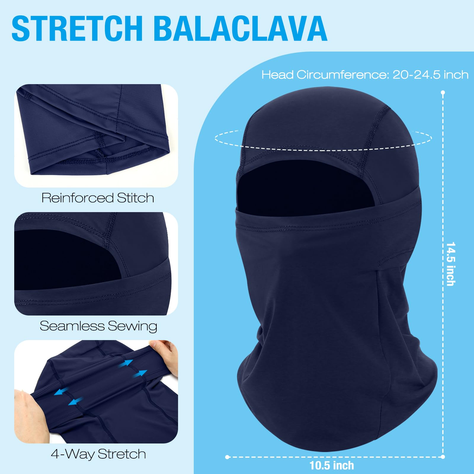 Lot de 2 cagoules rafraîchissantes - Masque d'été - Protection contre les UV - Protection solaire - Masque intégral pour homme - Moto - Cyclisme