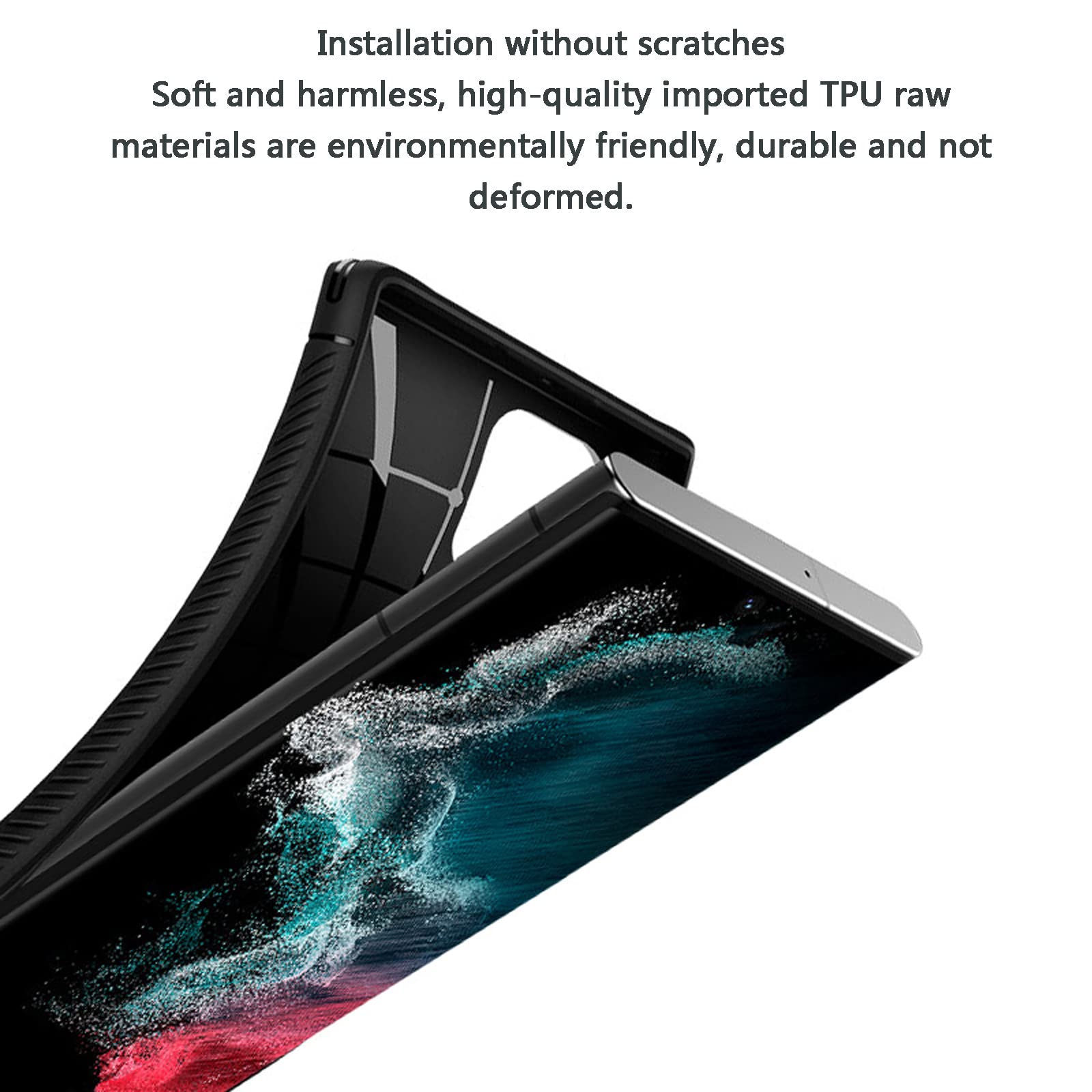 Funda para Samsung Galaxy S22/S22plus/S22 Ultra, Anti-Choques Silicona Funda con Soporte para Bolígrafo S Y Protección Cámara Antideslizante Resistente Al Carbono Estuche,S22 Ultra 6.8"