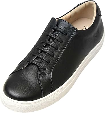 Gravela GLBT-178 Mens Leather Sneakers, Simple, Black, White, Leather Insole