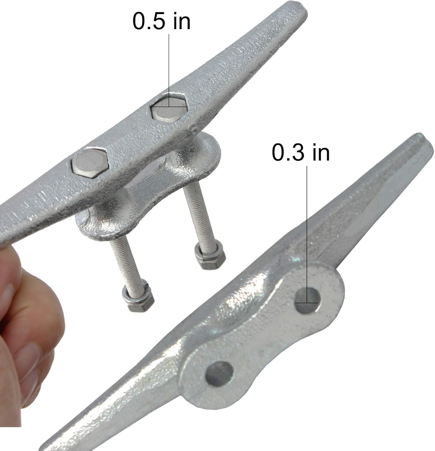 VEITHI 6 Inch Dock Cleat (4 Pack) - Hot Dipped Galvanized Cast Iron Boat Cleats, Rope Cleat, Anchor Line Cleat- Ideal for Boat Docks, Decks, Piers for Tying up Boats, Kayaks, Marine Decor : Sports & Outdoors