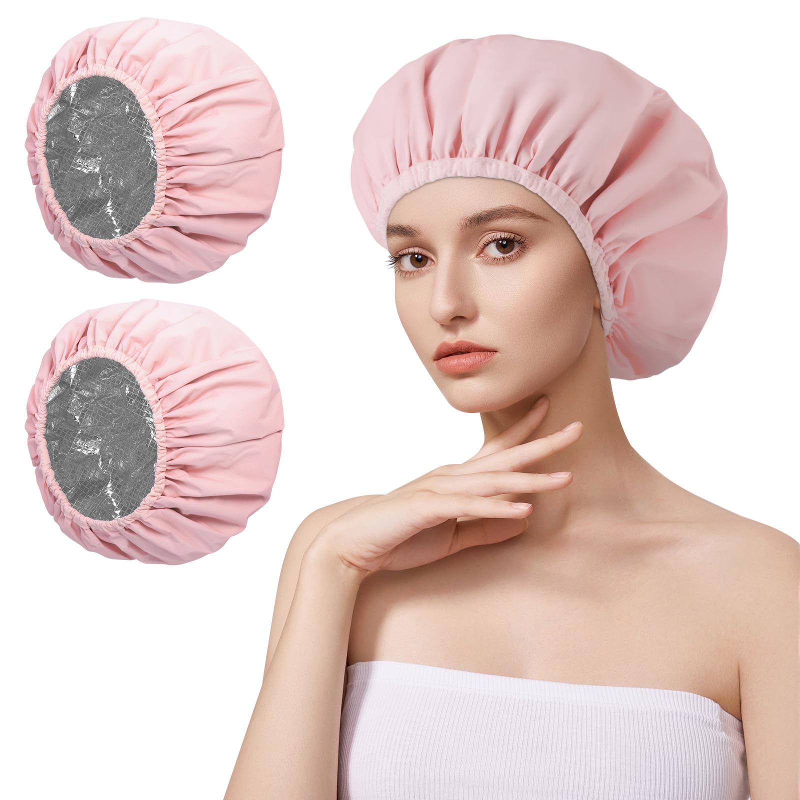 AOGOE Duschhaube Damen, Haarhaube Färben, 2-in-1 Elastische Duschkappe Wasserdichte, Shower Cap and Heat Cap Two Uses, Deep Conditioning Hair Cap für Haarölpflege, für Mädchen Damen Salon