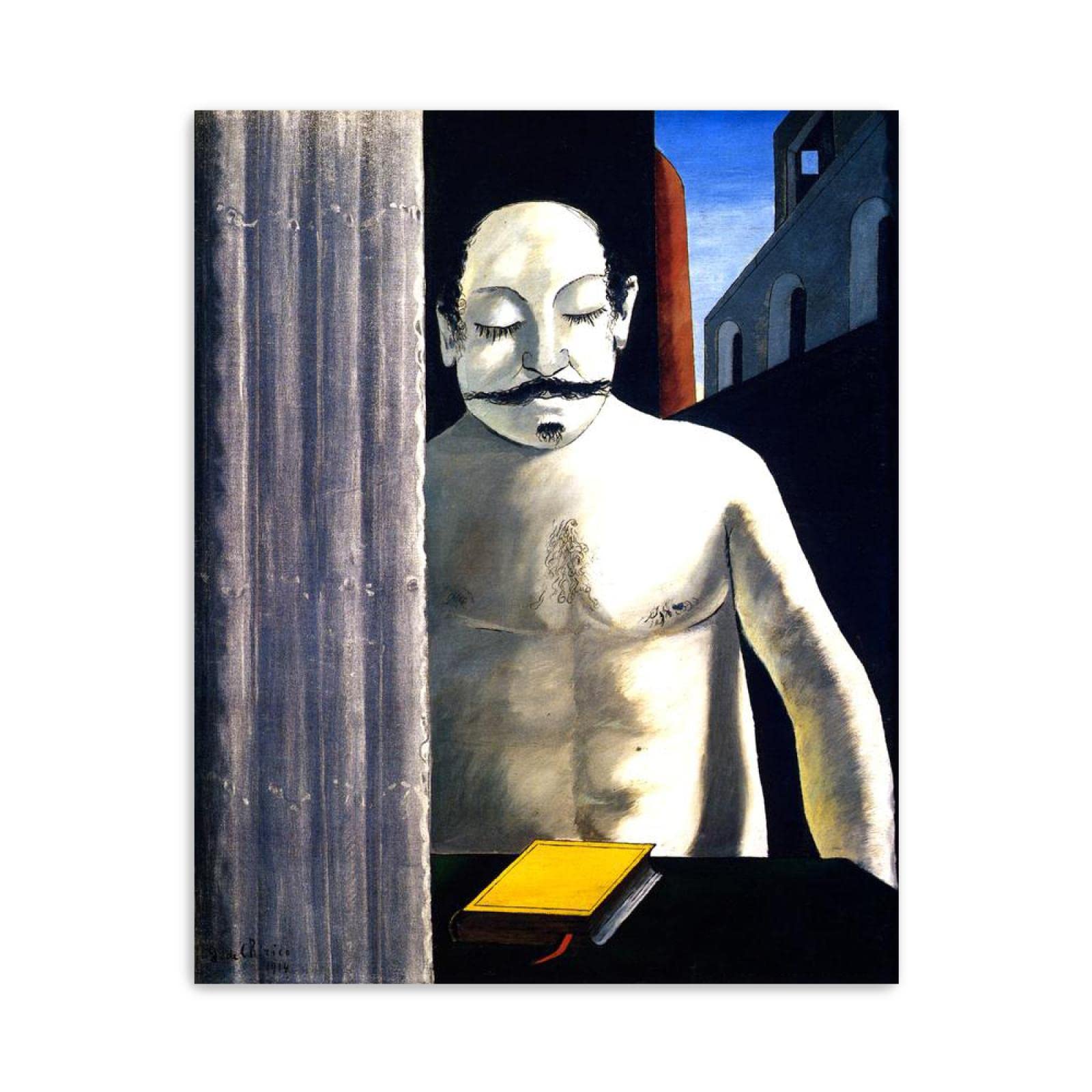 JZSDGB Giorgio de Chirico Słynny artysta na płótnie, sztuka ścienna, reprodukcje obrazów, plakaty, mózg dziecka, grafika, obrazy do dekoracji biurowych, 20 x 25 cm, bez ramy