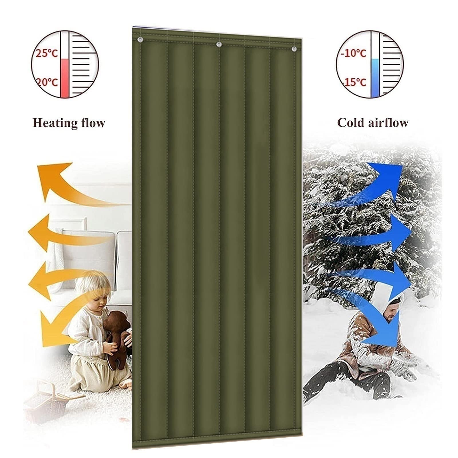 Türvorhang Thermo Kälteschutz Tür, Kälteschutzvorhang für Türen, Thermovorhang Gegen Kälte, für Türen Winter Kälteschutz, Geräuschisolierung Winddicht, Isolier Schutz Vorhang, für Balkontür