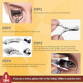QUEWEL No Glue Needed Magnetic Eyelashes Natural Look, 4 Pairs Reusable Magnetic Eyelashes with Applicator, Easy to Wear and Remove with Instructions(4 Pairs-B03)